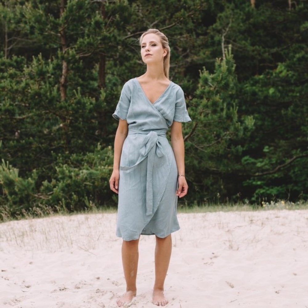 Linenfox Mimosa linen wrap dress